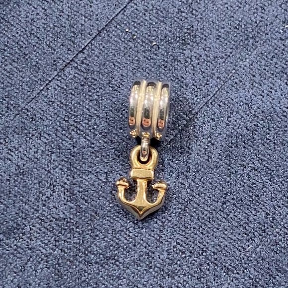 PANDORA Anchor Two Tone Dangle Charm - Rare retired - Picture 2 of 5